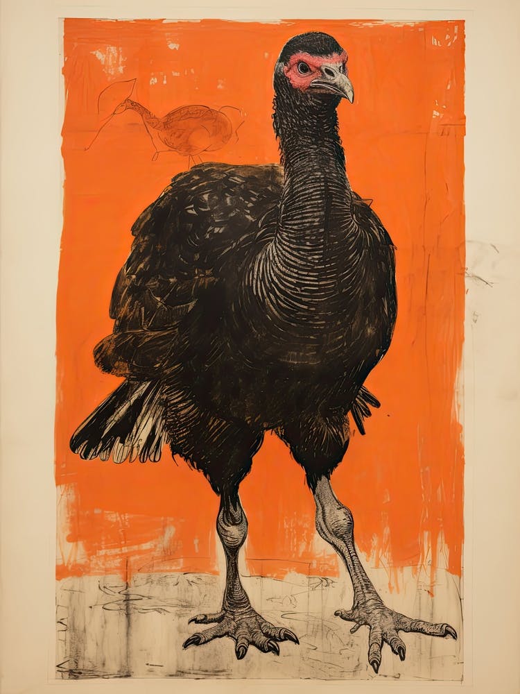 Turkey, Woodblock Animal  Drawing 1