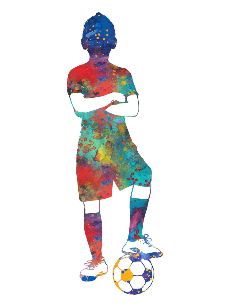 Soccer Player Boy Watercolor