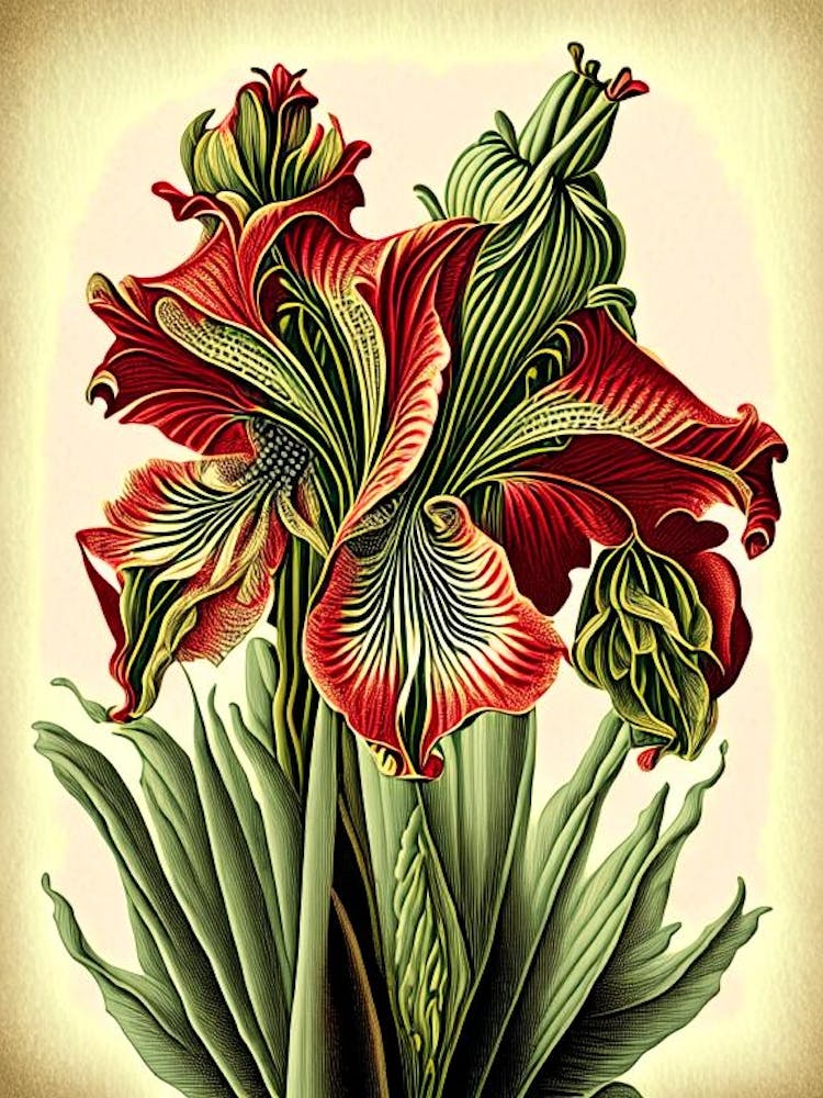 Amaryllis 2 Floral Botanical Vintage Poster Flower