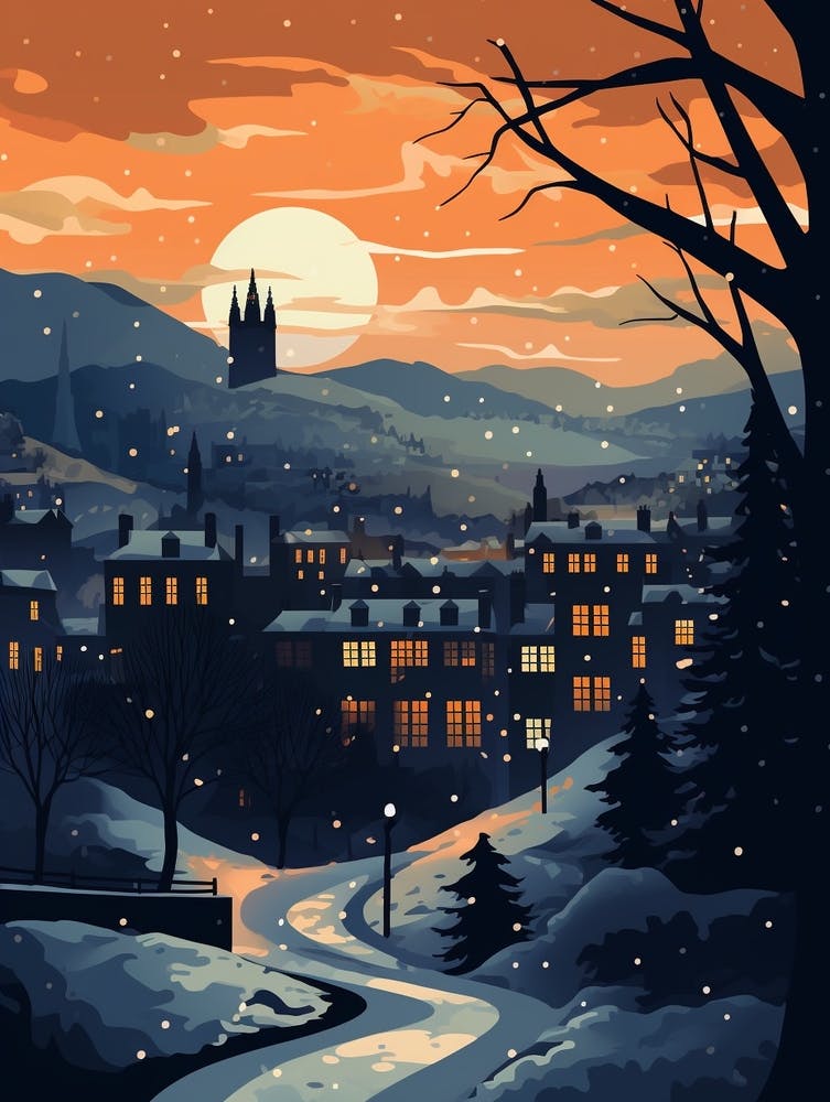 Illustration De Nuit De Voyage D'Hiver Edinburgh Scotland 5