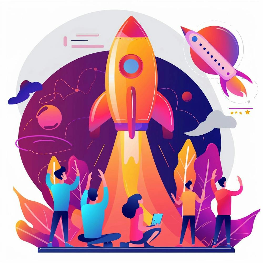 Illustration Of A Rocket Launch 3