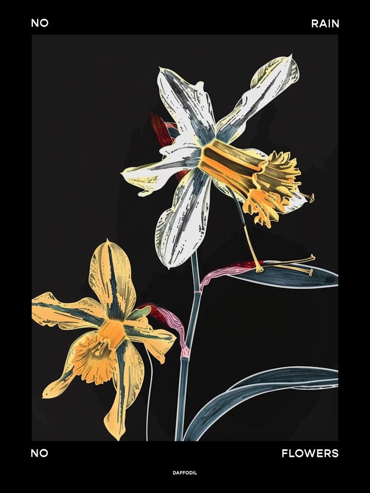 No Rain No Flowers Poster Daffodil 1