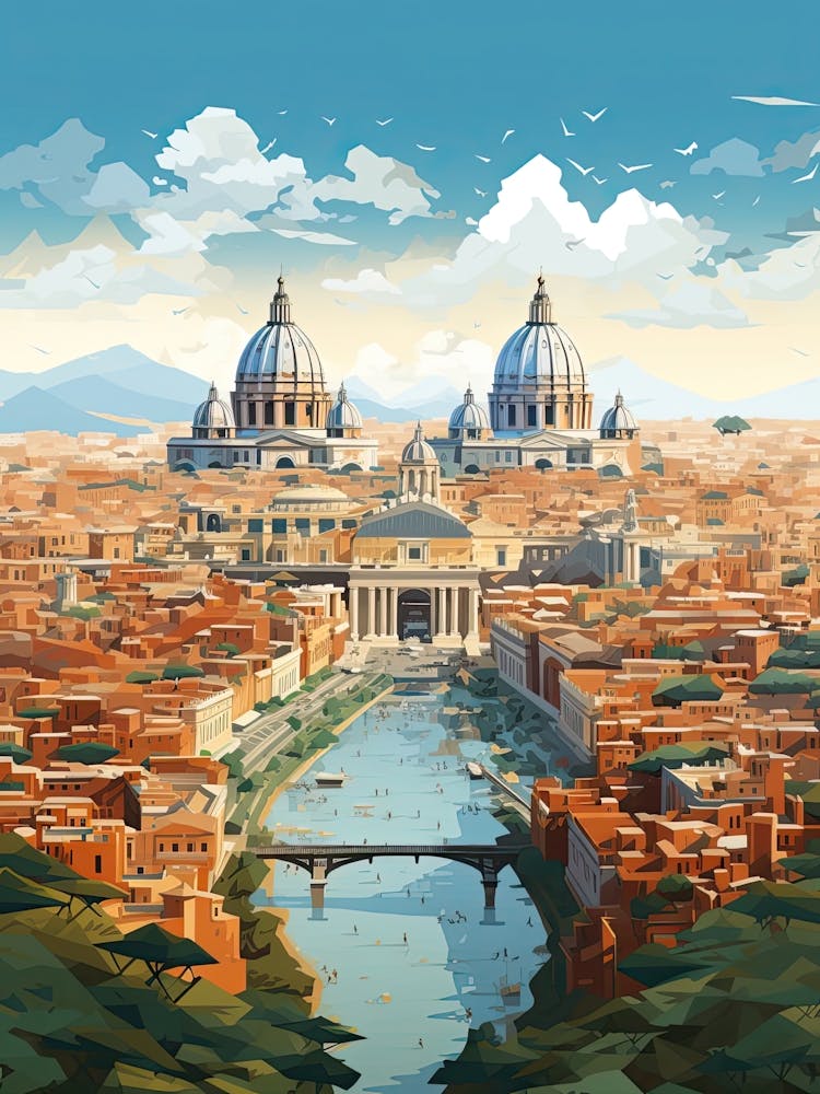 Rome, Italy, Geometric Illustration 1