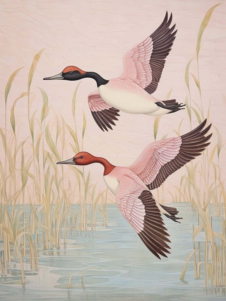 Vintage Japanese Inspired Bird Print Canvasback 2