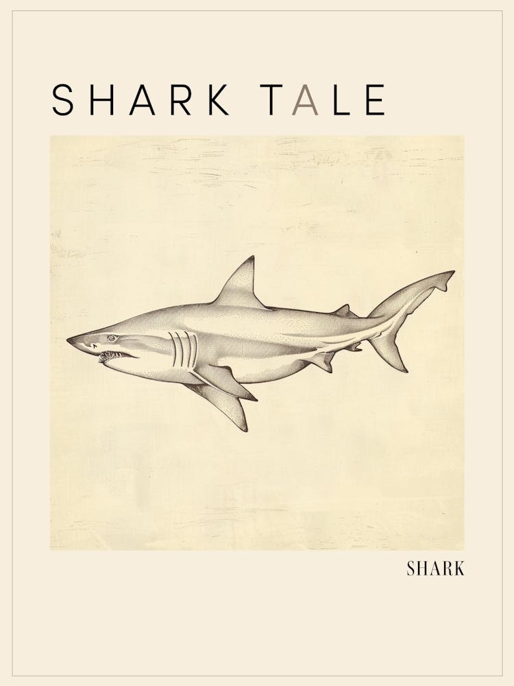 Vintage Shark Pencil Illustration 6 Poster