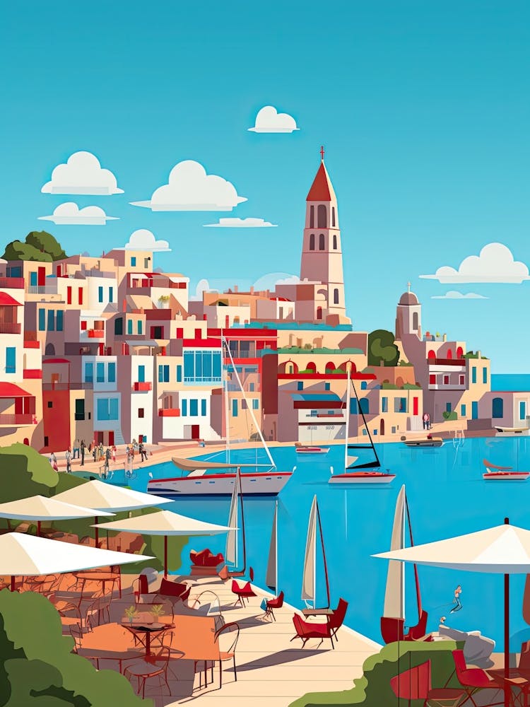 Ibiza, Spain, Flat Illustration 2