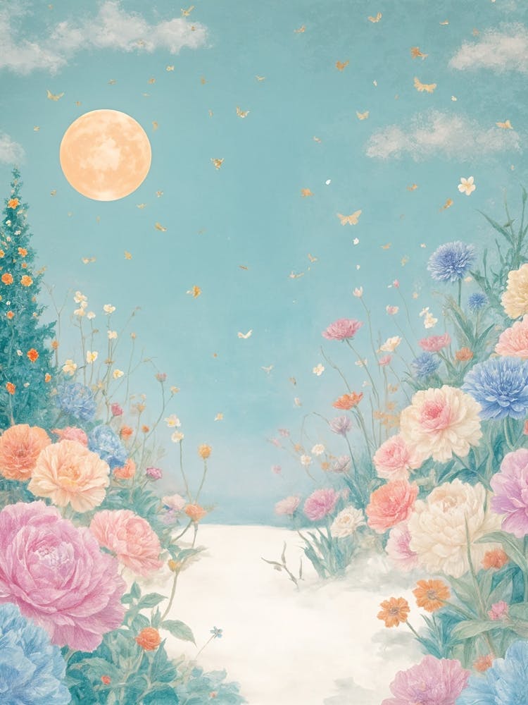 Pleine Lune et Fleurs