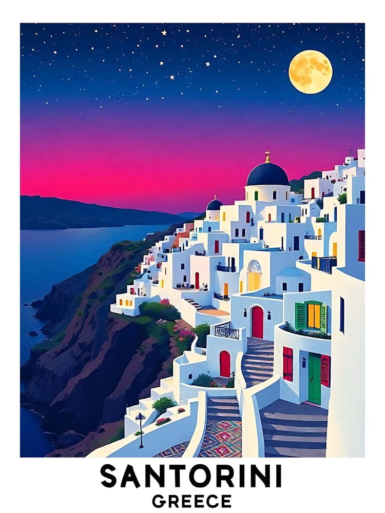 Santorini - Greece Vintage Travel Poster 10