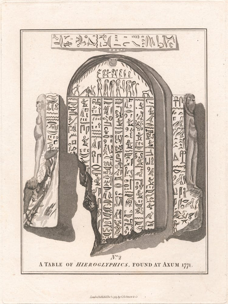 Eine Tafel mit Hieroglyphen gefunden in Axum, James Heath