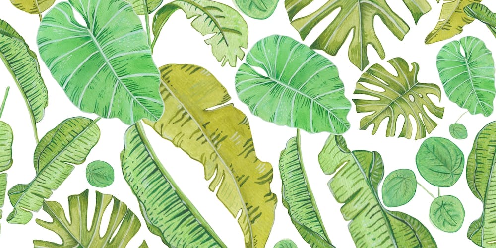 Beautiful Watercolor Tropical Leaves Pattern