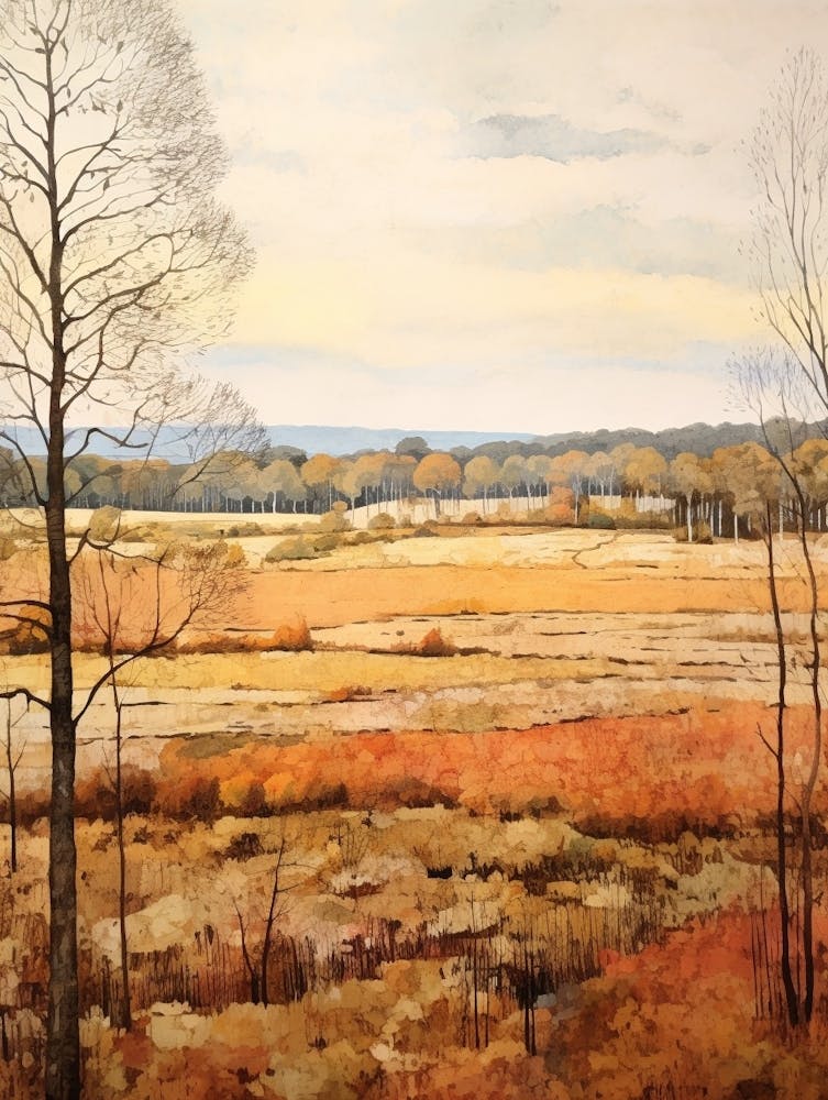Autumn National Park Painting The New Forest England Uk 2
