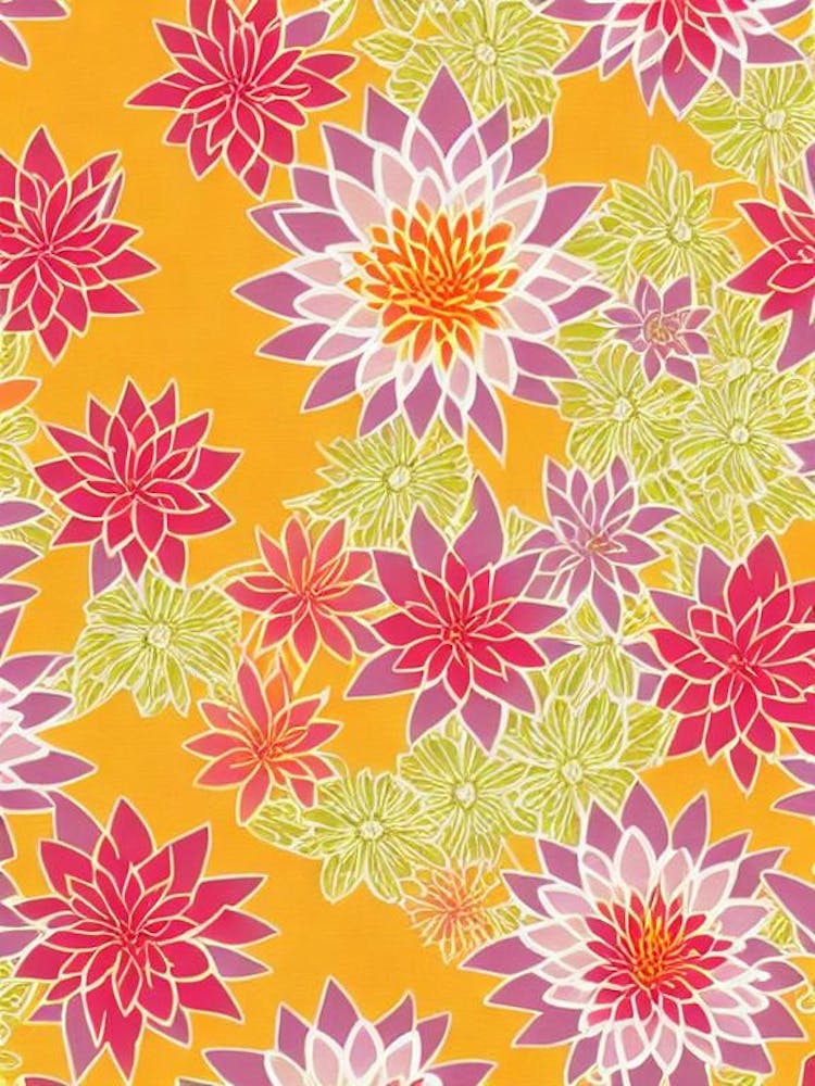 Water Lily Floral Print Warm Tones 2 Flower