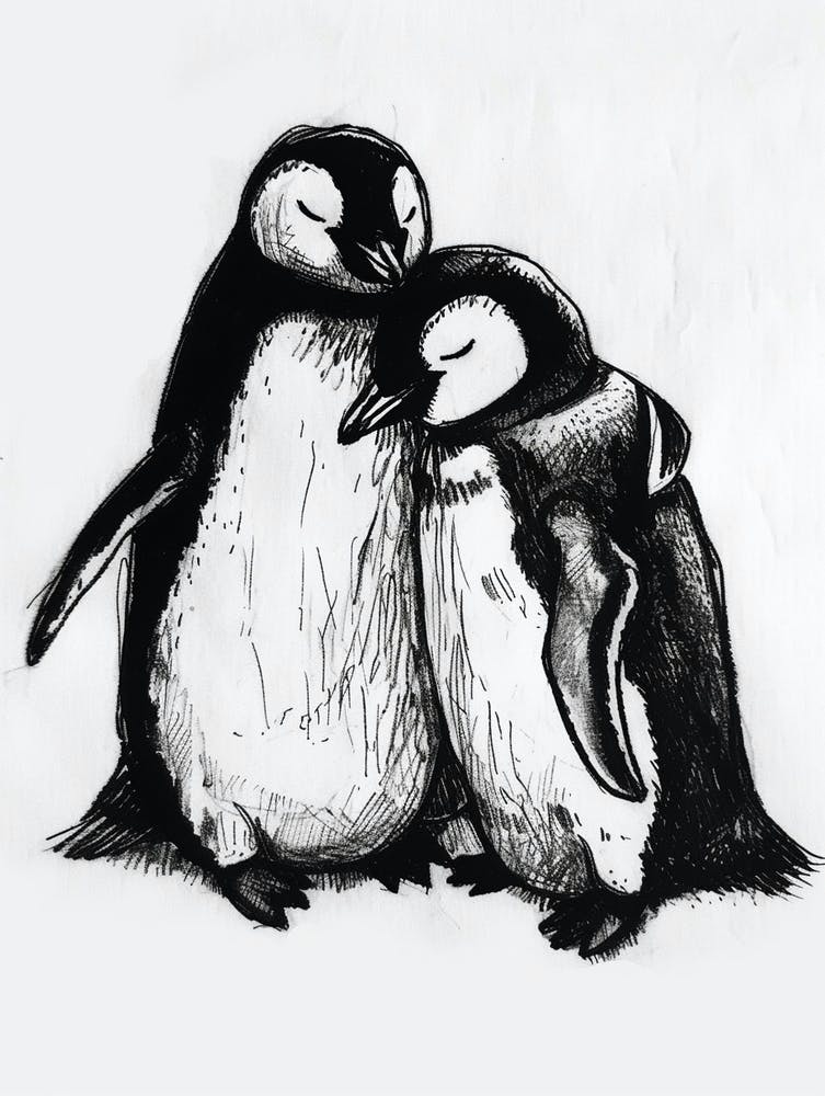 Emperor Penguin Snuggling With Their Mate 3