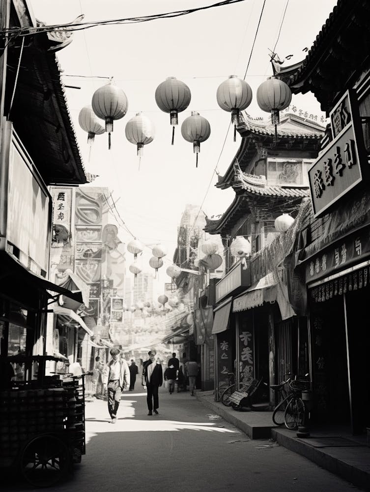 Beijing, Chine, Vieille Photo Noir et Blanc 3