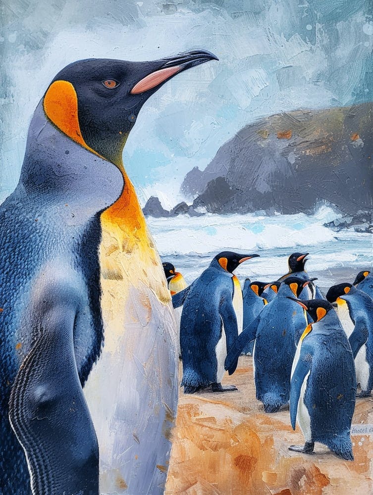 King Penguin Oamaru Blue Penguin Colony Colour Block Painting 1
