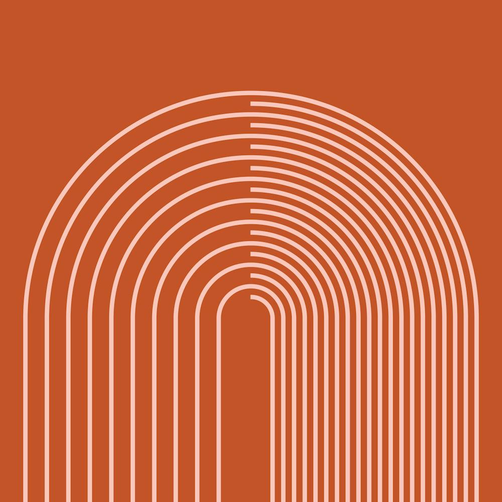 Abstract Geometric Lines 14 In Rust And Rose Gold (Rainbow Abstraction) 02