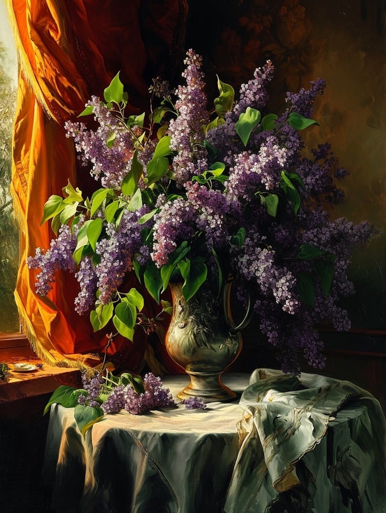 Baroque Floral Still Life Lilac 3