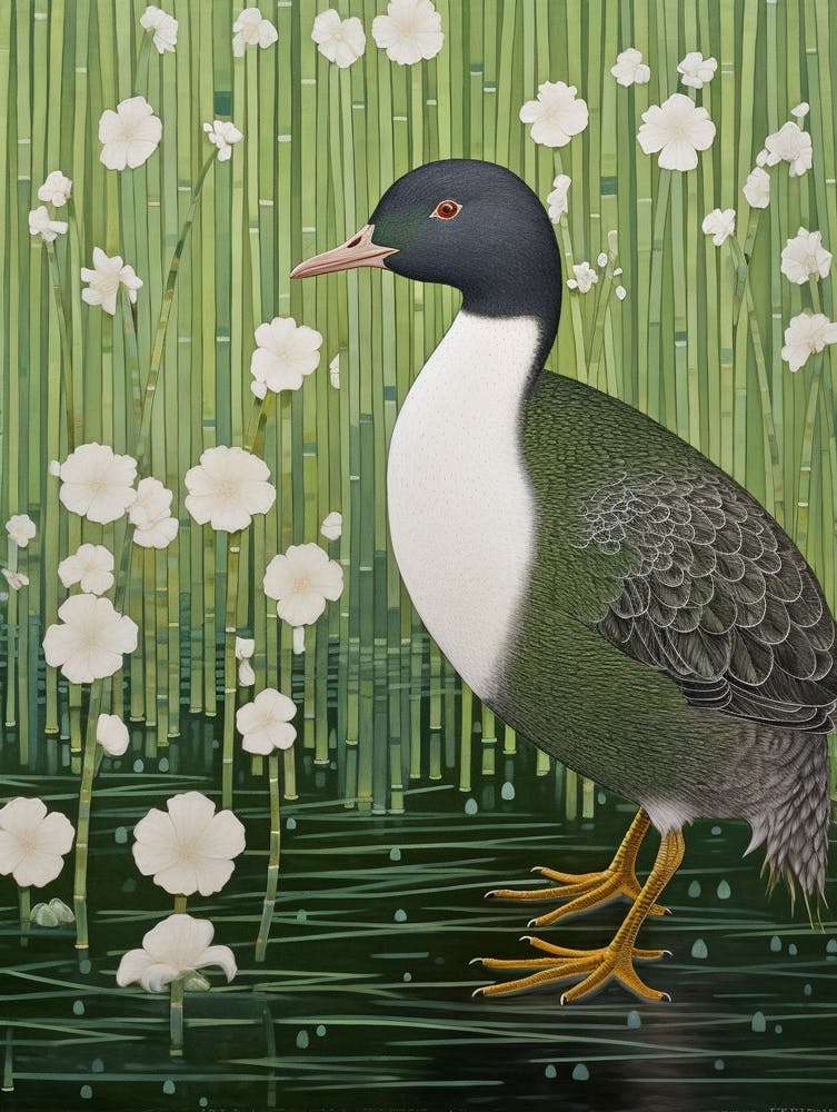 Ohara Koson Inspired Bird Painting Coot 2