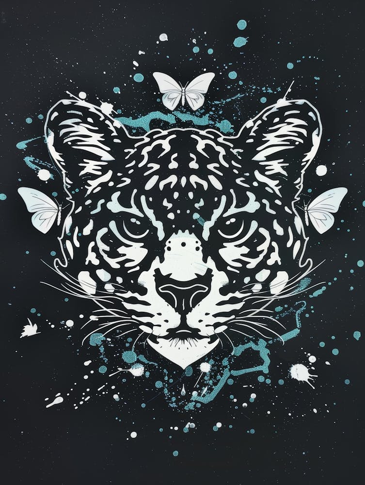 Leopard With Butterflies