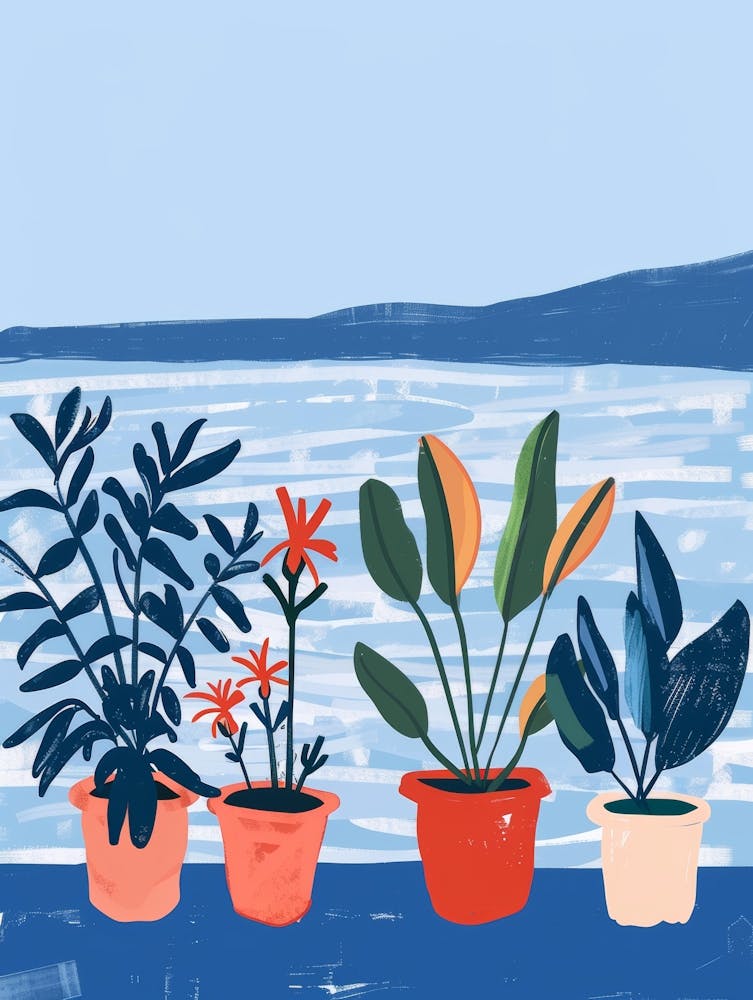 Potted Plants By The Water
