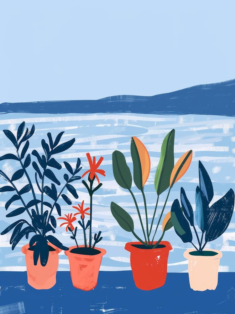 Potted Plants By The Water