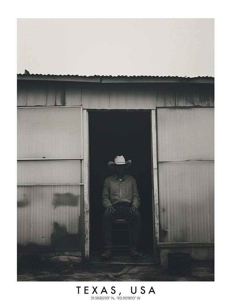 Poster Of Texas, Usa, Black And White Analogue Photograph 1