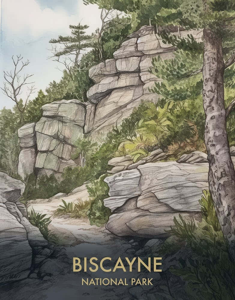 Biscayne National Park Watercolour Vintage Travel Poster 2