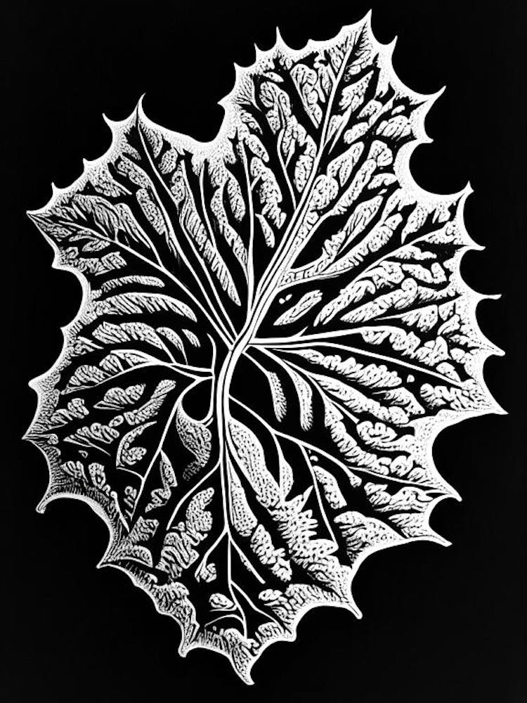 Wild Grape Leaf Linocut 1