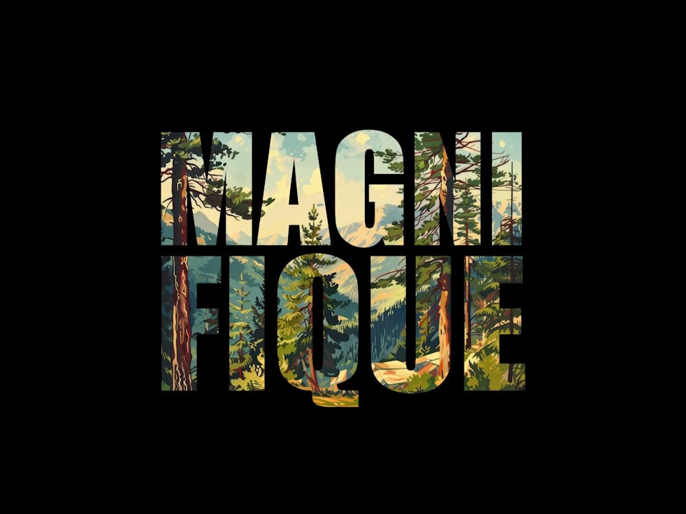 Magnifique Poster Retro Wooded Pines 1