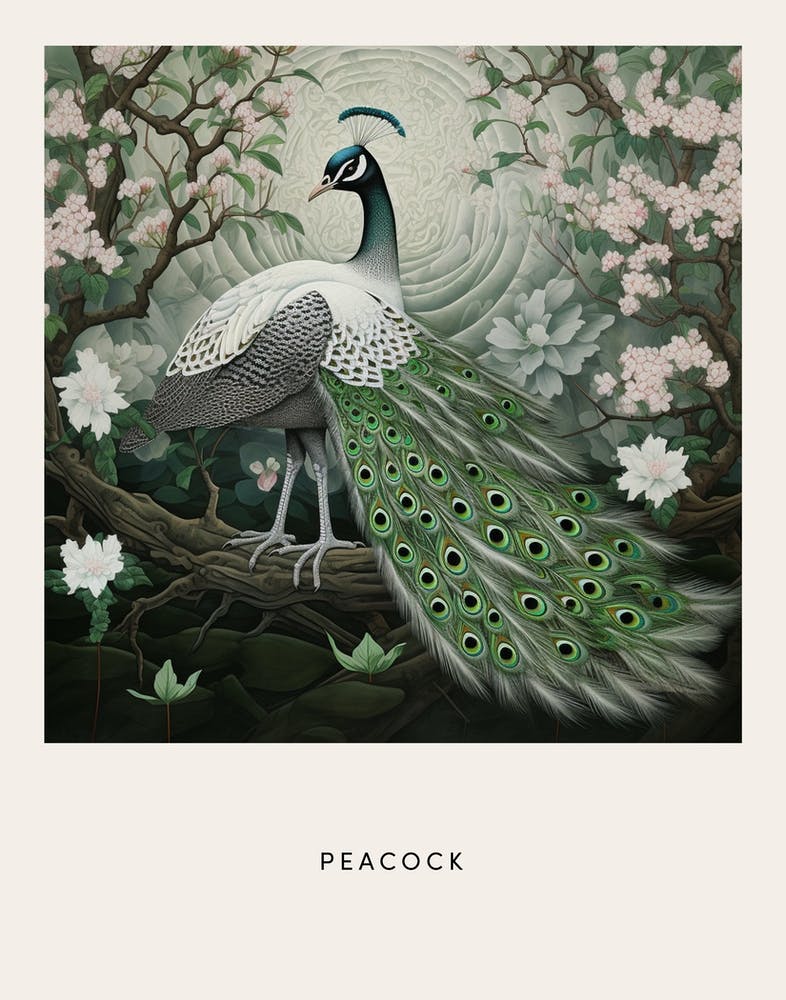 Ohara Koson Inspired Bird Painting Peacock 8 Poster
