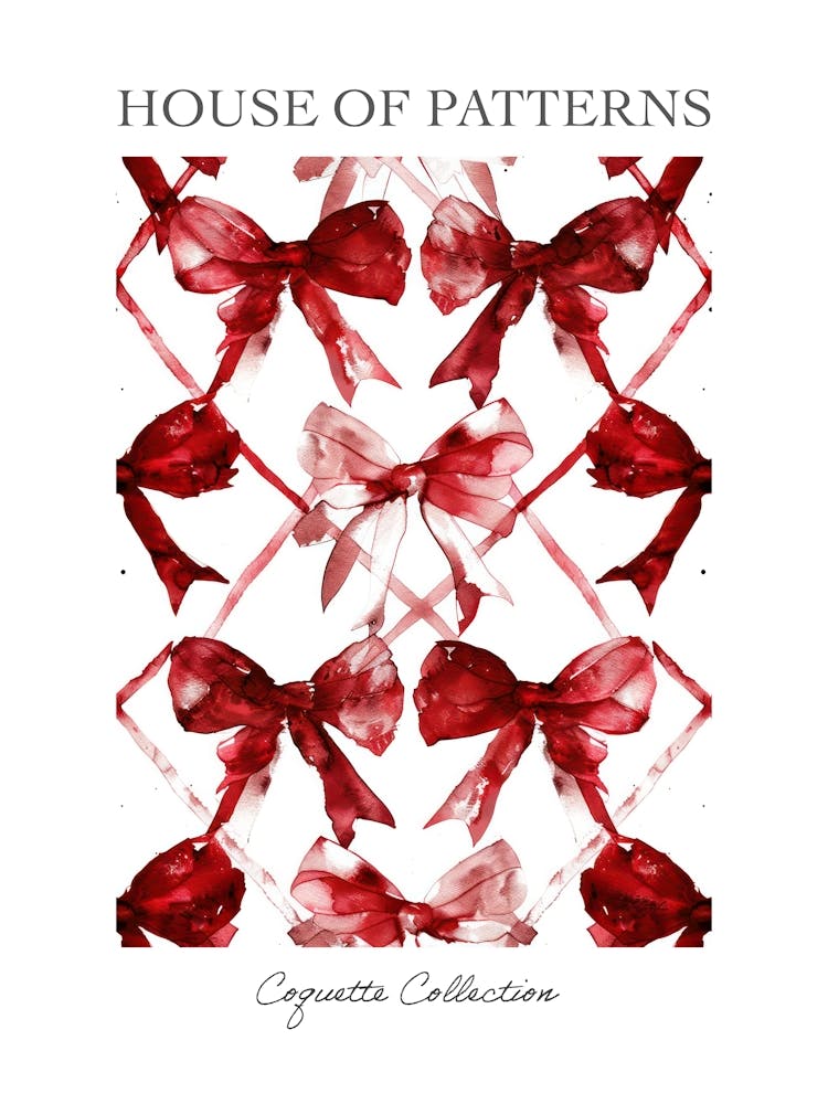 Dark Red Bows 2 Pattern Poster