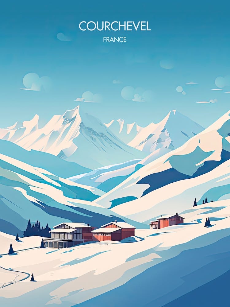 Poster Of Courchevel   France, Ski Resort Illustration 3
