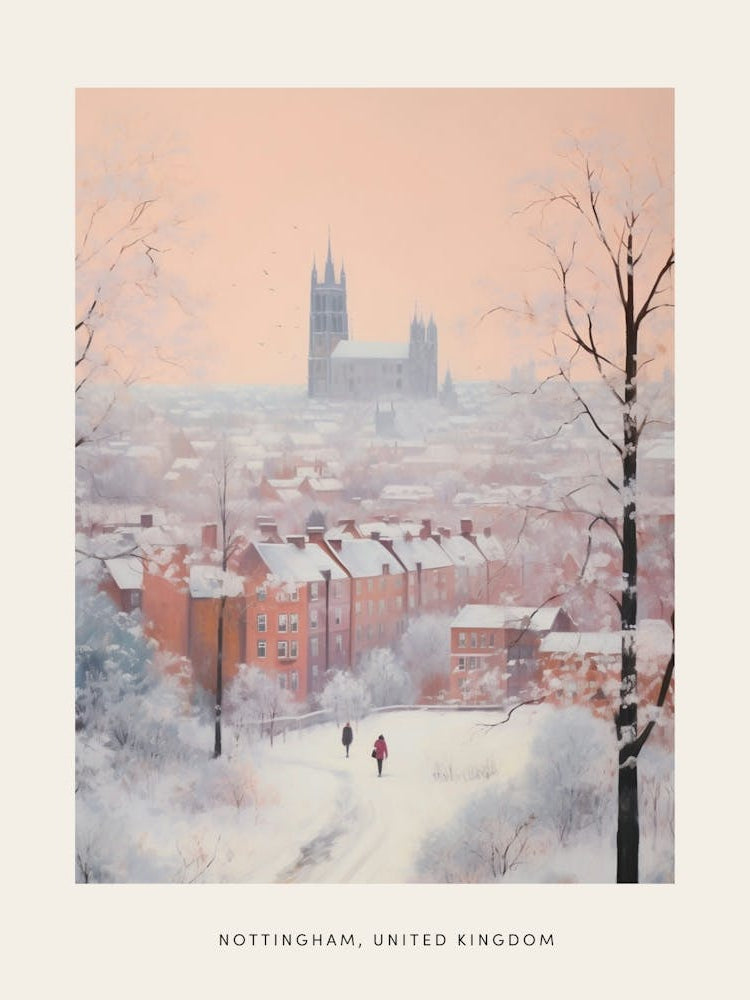 Dreamy Winter Painting Poster Nottingham United Kingdom 1