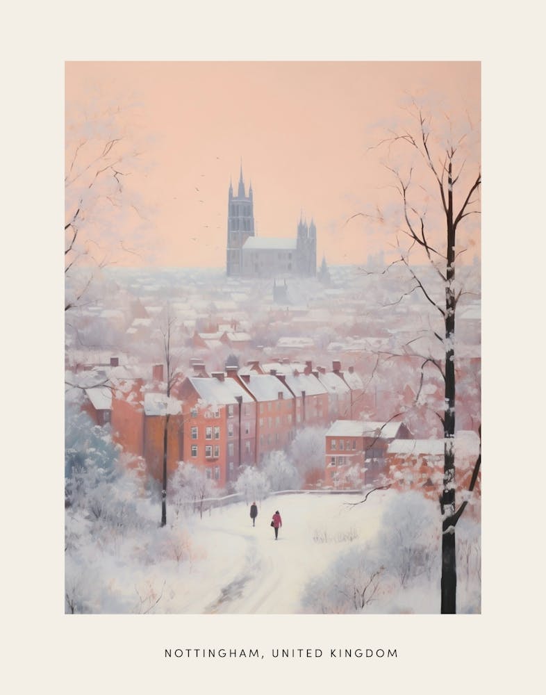 Dreamy Winter Painting Poster Nottingham United Kingdom 1