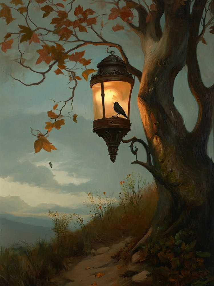 Bird Perched On A Lamppost