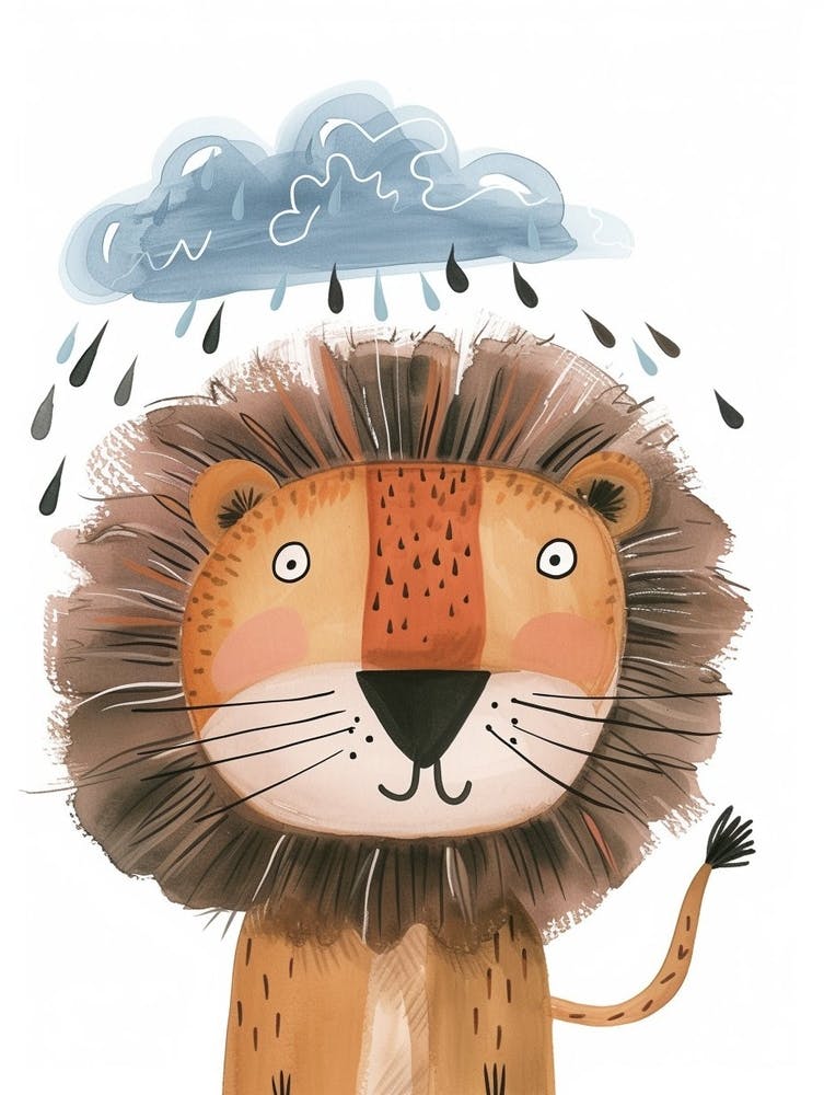 African Lion Facing A Storm Clipart 4