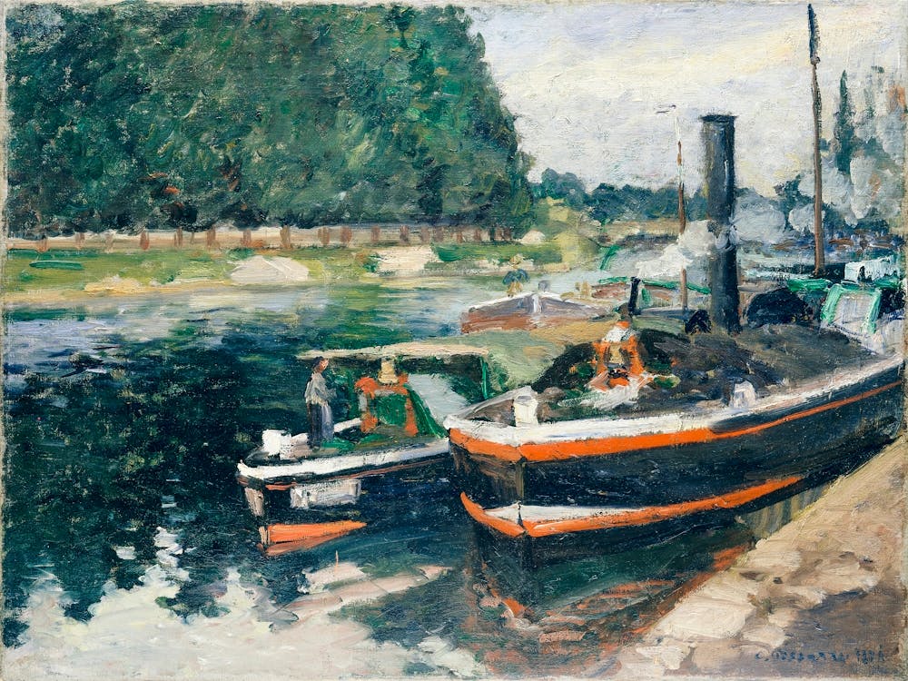 Barges At Pontoise (1876), Camille Pissarro