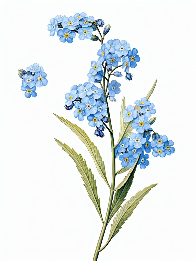 Forget Me Nots Flower Vintage Botanical 2