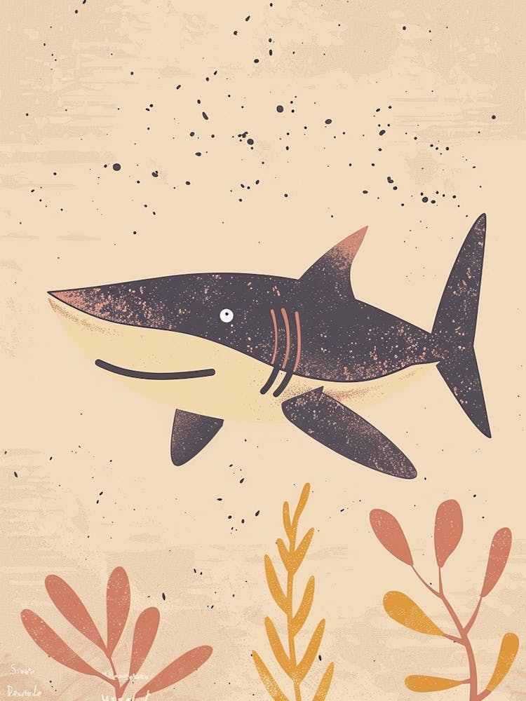 Cute Muted Pastels Shark & Coral 3