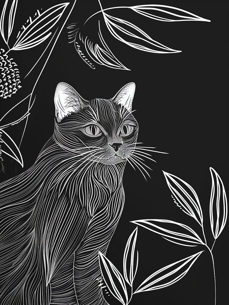 Scottish Fold Cat Minimalist Illustration 2