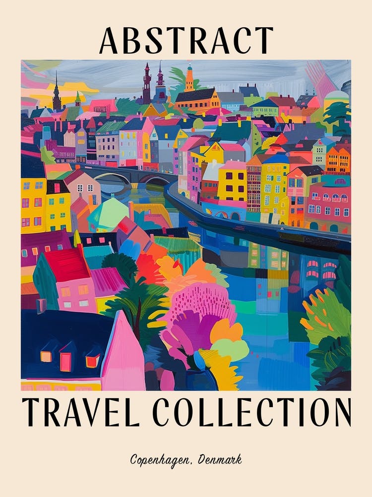 Abstract Travel Collection Poster Copenhagen Denmark 1