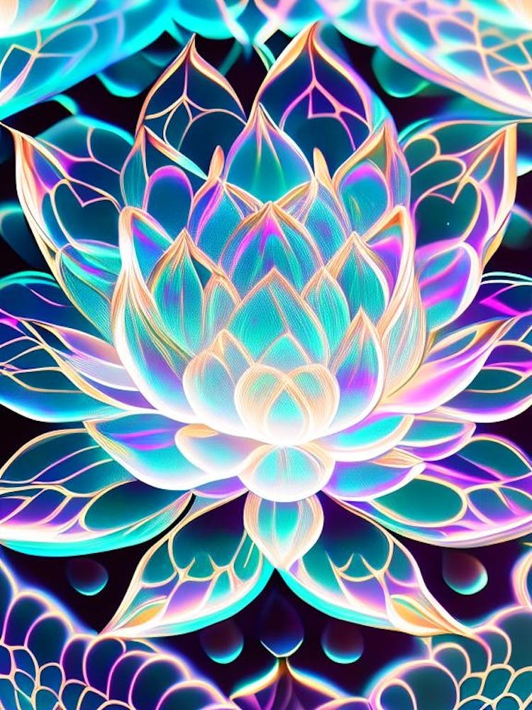 Lotus Flower Repeat Pattern Holographic 2