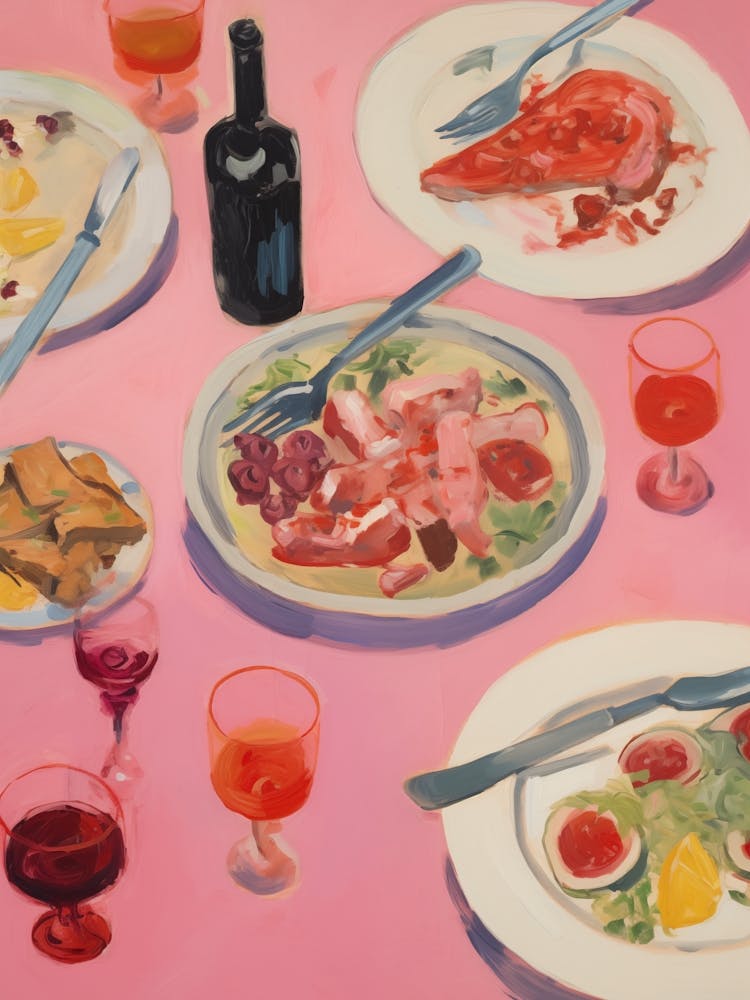 Pinke Food Art Maximalistische Küche