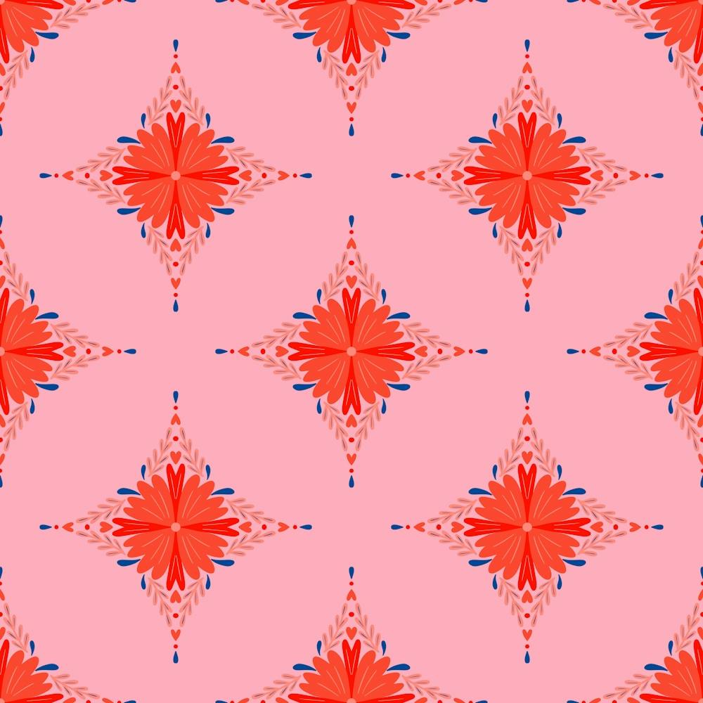 Rombus Blume Pink und Rot