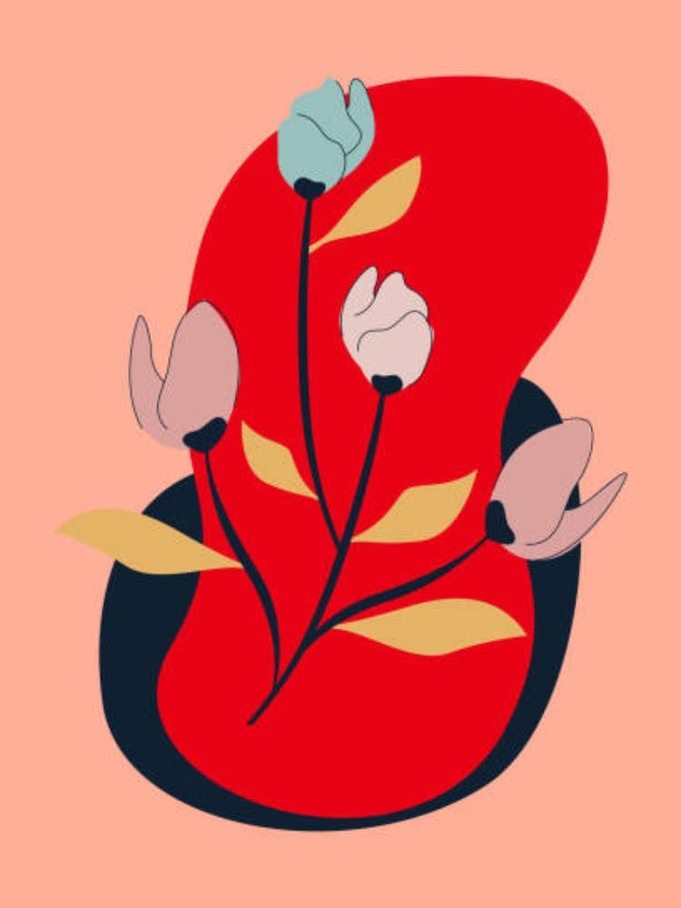 Flowers On A Red Background