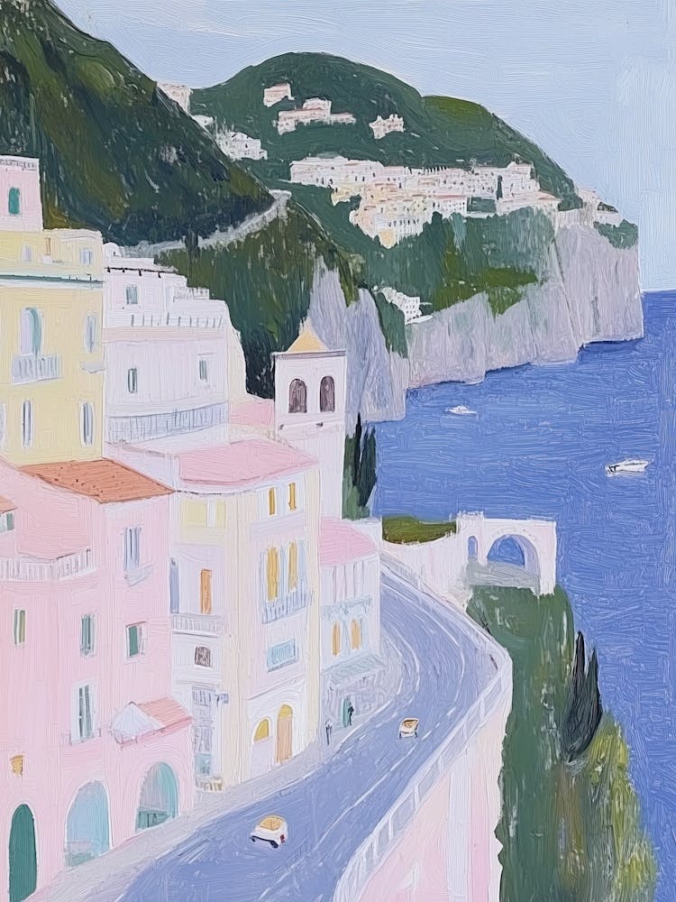 Amalfi Coast Travel Italy Gift Travel Poster Europe Print Italian Coast Riviera
