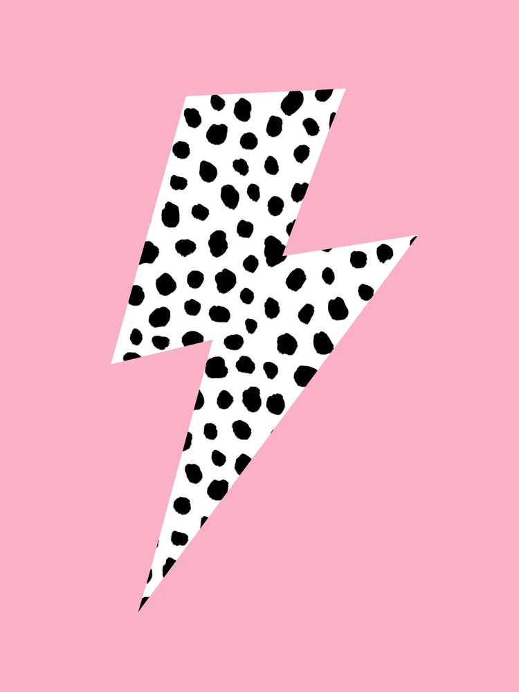 Lightning Bolt Black and White Spots on Pink