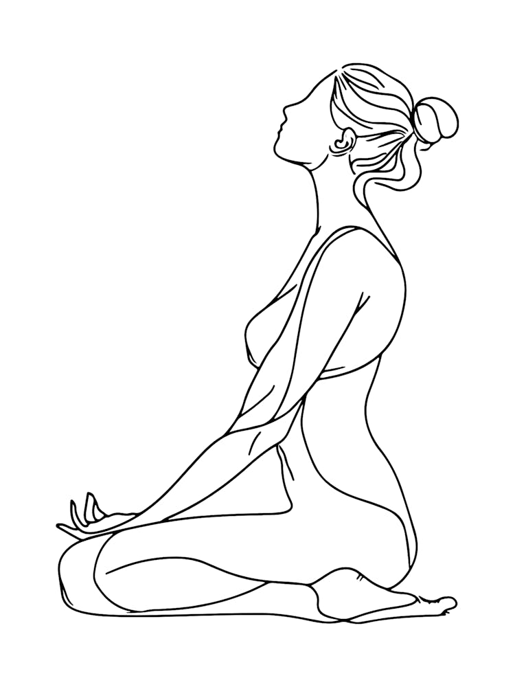 Yoga Pose Minimalist Line Art Monoline Illustration