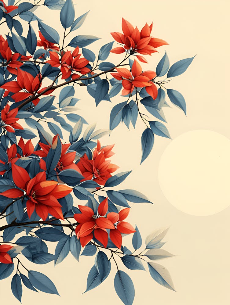 Red And Blue Flowers Background