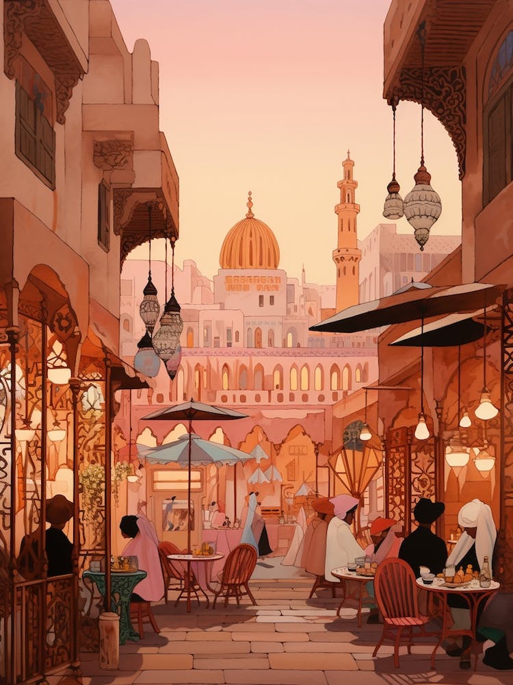 Casablanca Morocco 4 - Illustration Voyage Rose Vintage